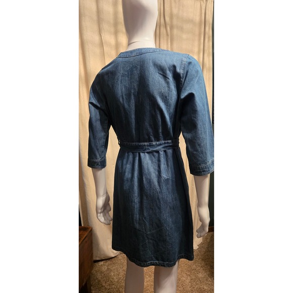 Papaya Dresses & Skirts - Papaya Denim Blue Button Front Belted V-Neck Dress Size 16 100% Cotton L337SZ